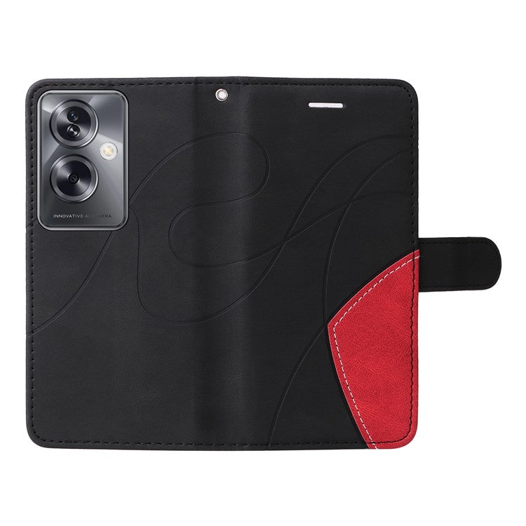 KT Leather Series-1 Phone Shell for Oppo A79 5G / A2 5G Case Splicing PU Leather Wallet Cover - Black