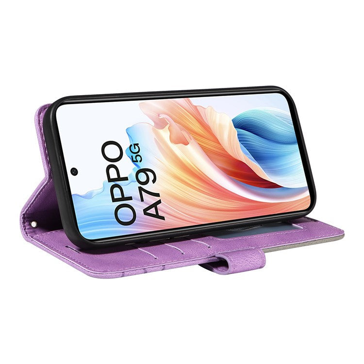 KT Leather Series-1 Phone Shell for Oppo A79 5G / A2 5G Case Splicing PU Leather Wallet Cover - Light Purple