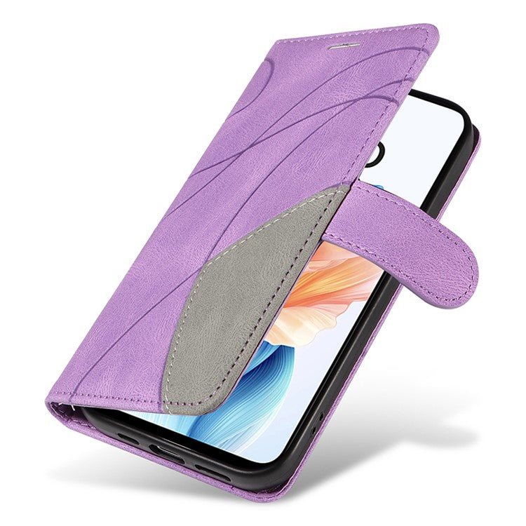 KT Leather Series-1 Phone Shell for Oppo A79 5G / A2 5G Case Splicing PU Leather Wallet Cover - Light Purple