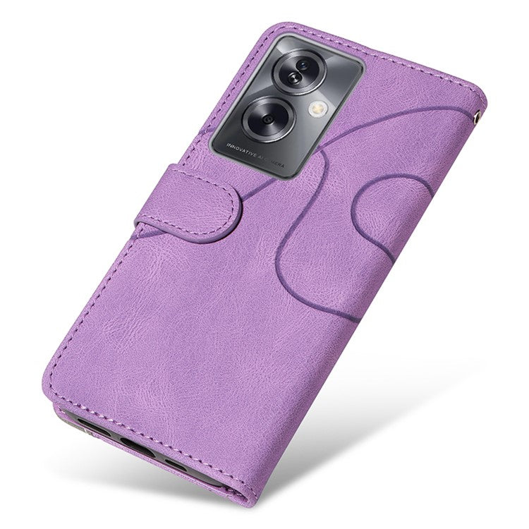 KT Leather Series-1 Phone Shell for Oppo A79 5G / A2 5G Case Splicing PU Leather Wallet Cover - Light Purple