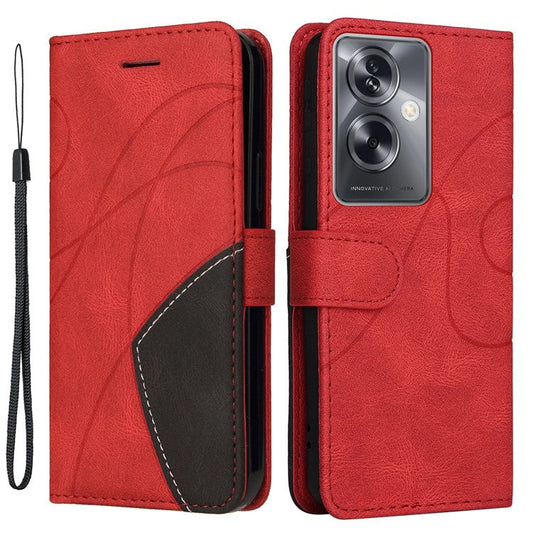 KT Leather Series-1 Phone Shell for Oppo A79 5G / A2 5G Case Splicing PU Leather Wallet Cover - Red