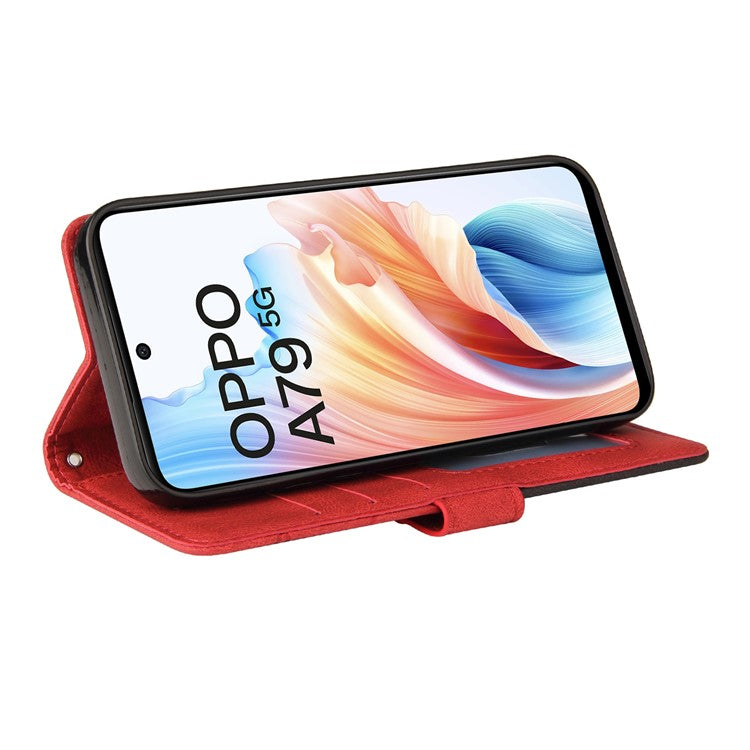 KT Leather Series-1 Phone Shell for Oppo A79 5G / A2 5G Case Splicing PU Leather Wallet Cover - Red