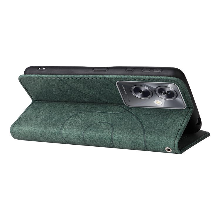 KT Leather Series-1 Phone Shell for Oppo A79 5G / A2 5G Case Splicing PU Leather Wallet Cover - Green