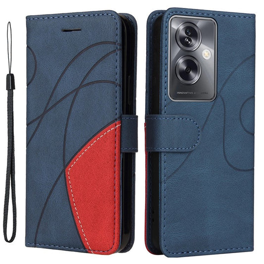 KT Leather Series-1 Phone Shell for Oppo A79 5G / A2 5G Case Splicing PU Leather Wallet Cover - Blue
