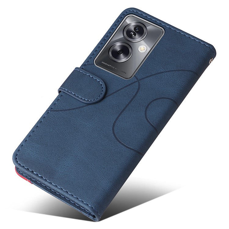 KT Leather Series-1 Phone Shell for Oppo A79 5G / A2 5G Case Splicing PU Leather Wallet Cover - Blue