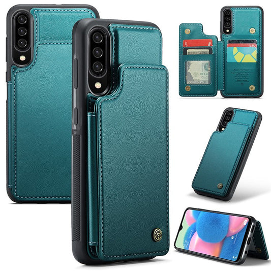 CASEME C22 Series for Samsung Galaxy A50 Case TPU+PU Leather Litchi Texture Kickstand Cover - Green