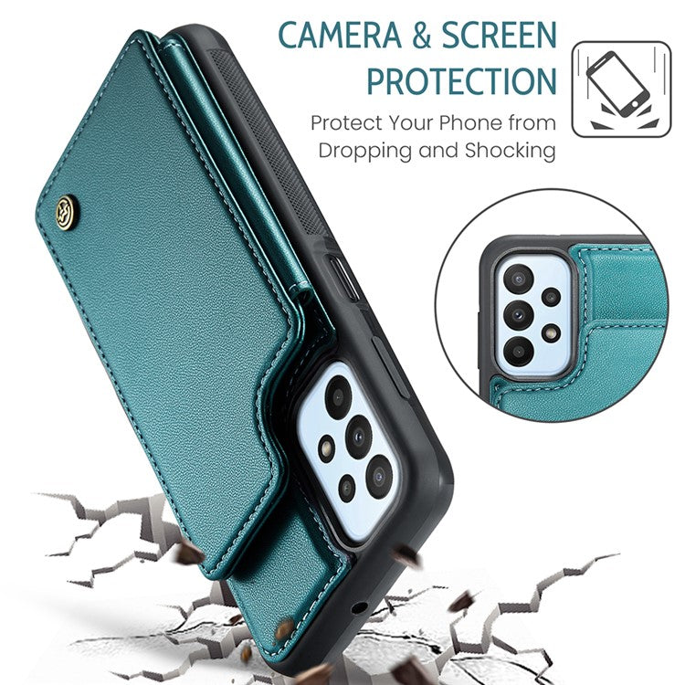 CASEME C22 Series For Samsung Galaxy A23 4G / A23 5G (Global Version) Phone Case RFID Blocking Litchi Texture Cover - Green