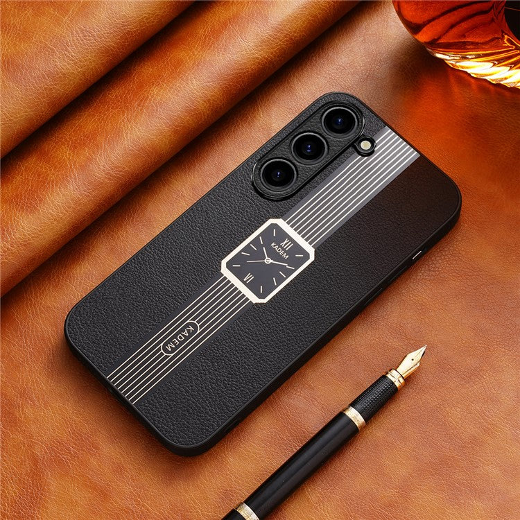 KADEM For Samsung Galaxy S23 Cover Bump Protection Leather+TPU+Acrylic Phone Case - Black