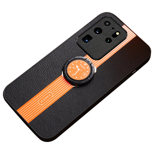 KADEM For Samsung Galaxy S20 Ultra Case PU Leather Coating TPU+Acrylic Cellphone Guard Cover - Orange