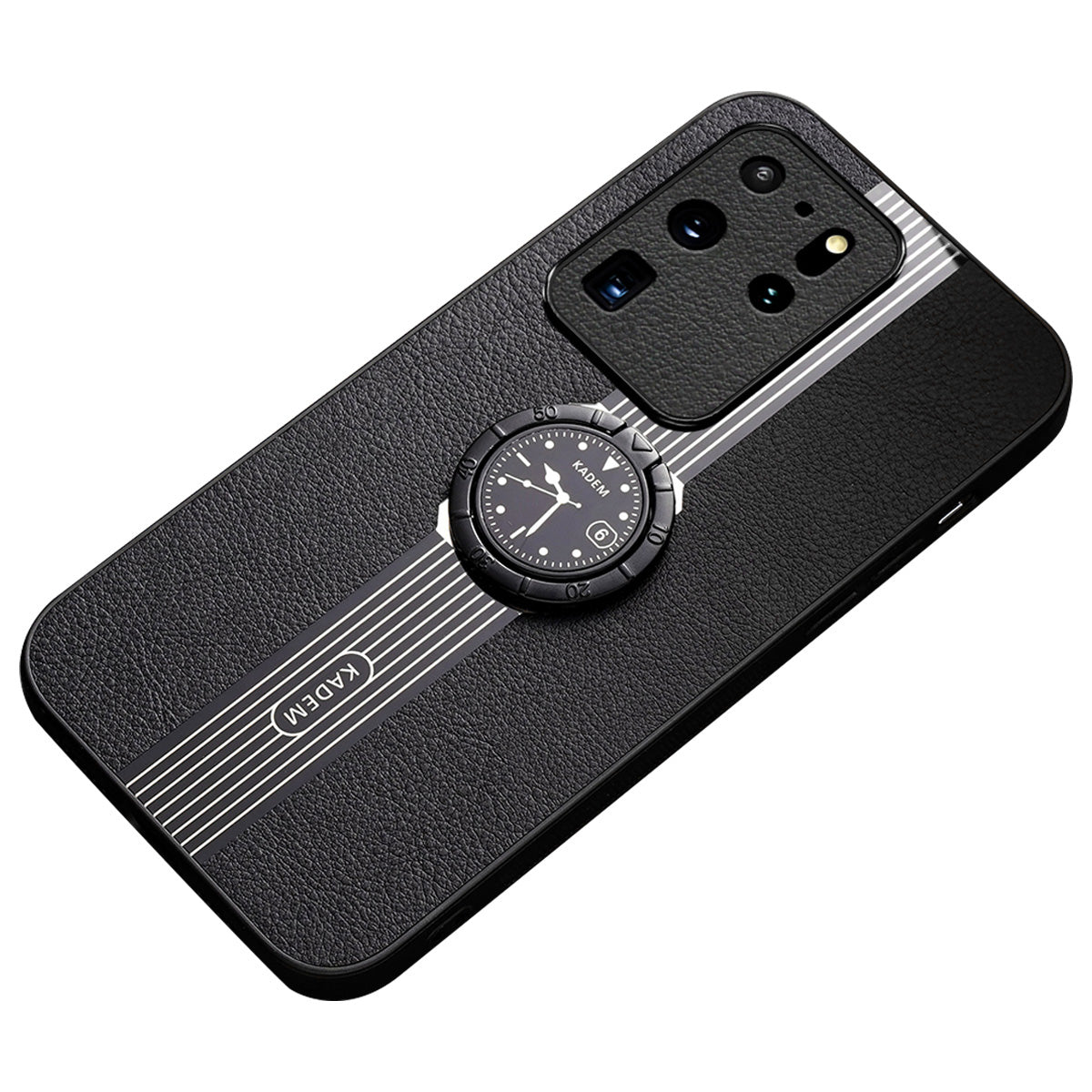 KADEM For Samsung Galaxy S20 Ultra Case PU Leather Coating TPU+Acrylic Cellphone Guard Cover - Black