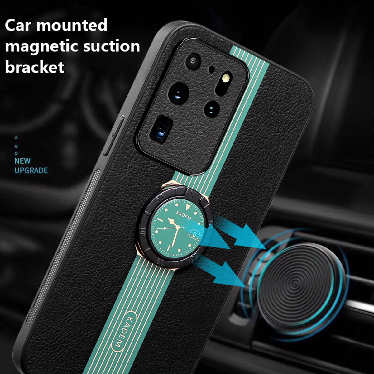 KADEM For Samsung Galaxy S20 Ultra Case PU Leather Coating TPU+Acrylic Cellphone Guard Cover - Green