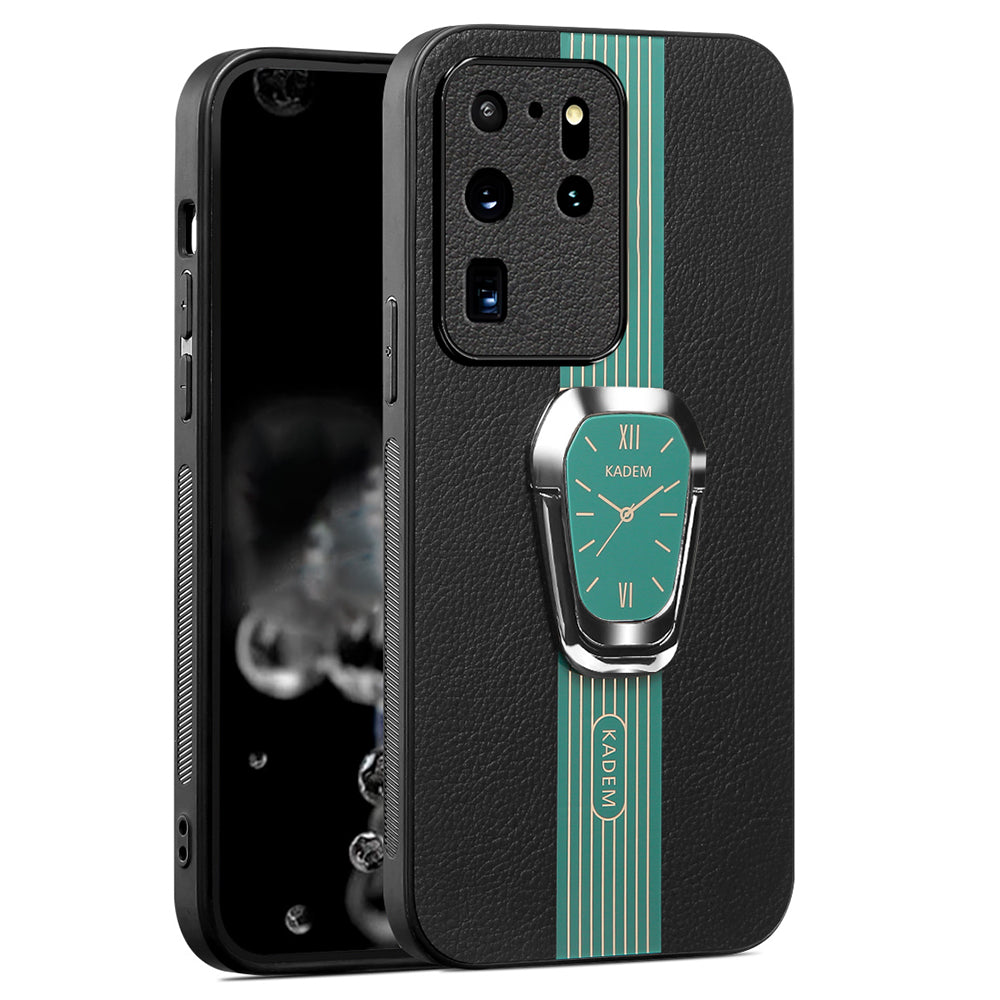 KADEM For Samsung Galaxy S20 Ultra Case Leather+TPU+Acrylic Folding Kickstand Cover - Green