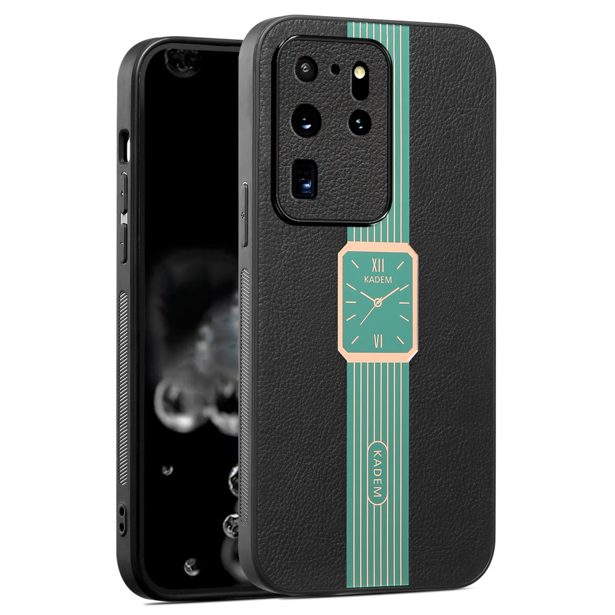 KADEM For Samsung Galaxy S20 Ultra Cover Leather+TPU+Acrylic Hybrid Shell Watch Pattern Case - Green