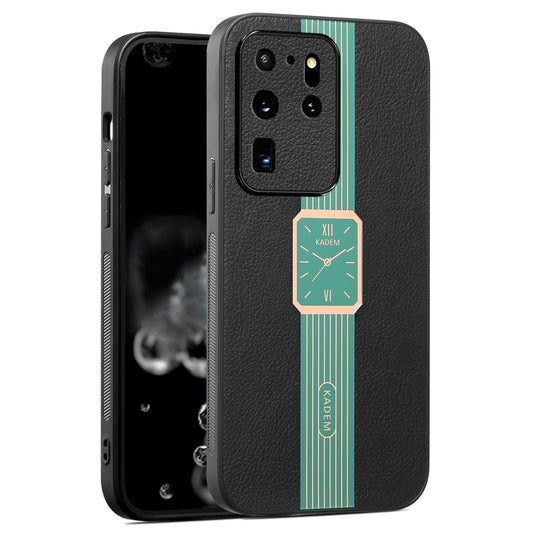 KADEM For Samsung Galaxy S20 Ultra Cover Leather+TPU+Acrylic Hybrid Shell Watch Pattern Case - Green