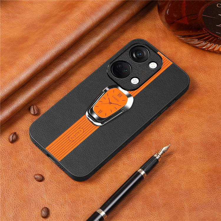 KADEM For OnePlus Ace 2V / Nord 3 5G Case Anti-fall TPU+Acrylic Phone Cover with PU Leather Coating - Orange