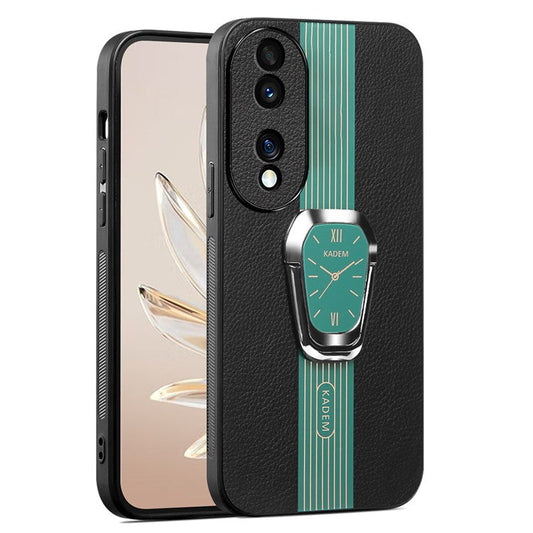 KADEM For Honor 70 5G Cover TPU+Acrylic Phone Shell with PU Leather Coating - Green