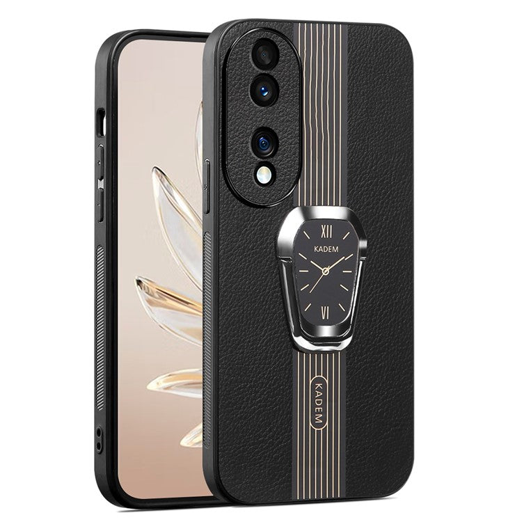 KADEM For Honor 70 5G Cover TPU+Acrylic Phone Shell with PU Leather Coating - Black