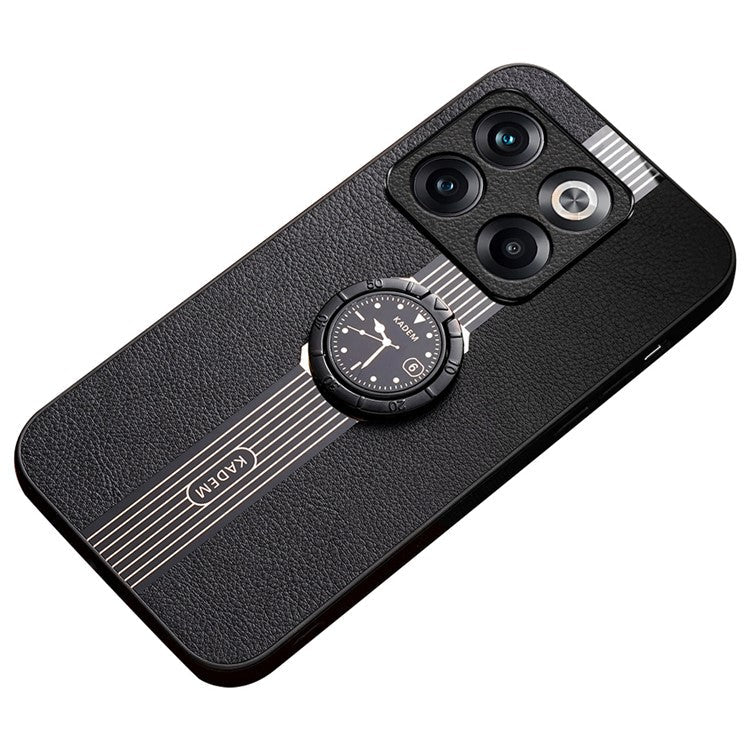KADEM For OnePlus Ace Pro 5G / 10T 5G Case Ring Kickstand Leather Coated Electroplating Phone Cover - Black