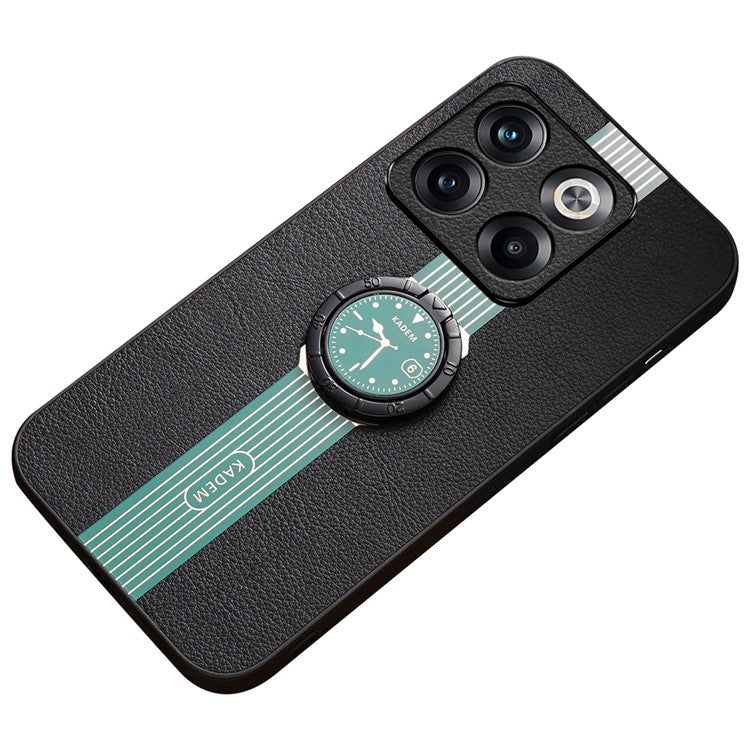 KADEM For OnePlus Ace Pro 5G / 10T 5G Case Ring Kickstand Leather Coated Electroplating Phone Cover - Green