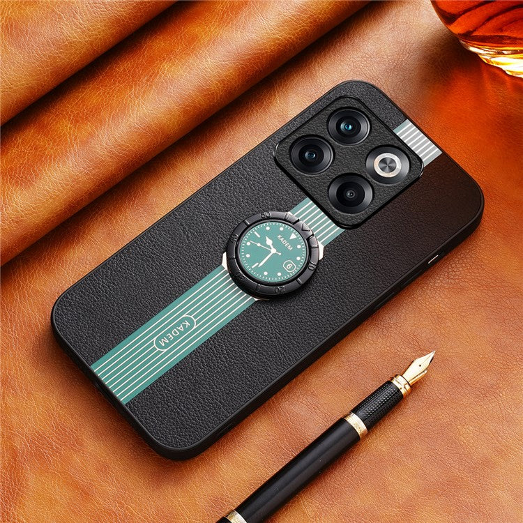 KADEM For OnePlus Ace Pro 5G / 10T 5G Case Ring Kickstand Leather Coated Electroplating Phone Cover - Green