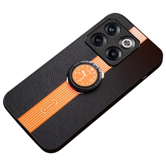 KADEM For OnePlus Ace Pro 5G / 10T 5G Case Ring Kickstand Leather Coated Electroplating Phone Cover - Orange