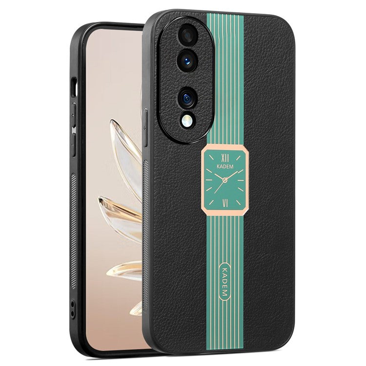 KADEM For Honor 70 Pro 5G / 70 Pro+ 5G Case Leather+TPU+Acrylic Watch Pattern Back Cover - Green