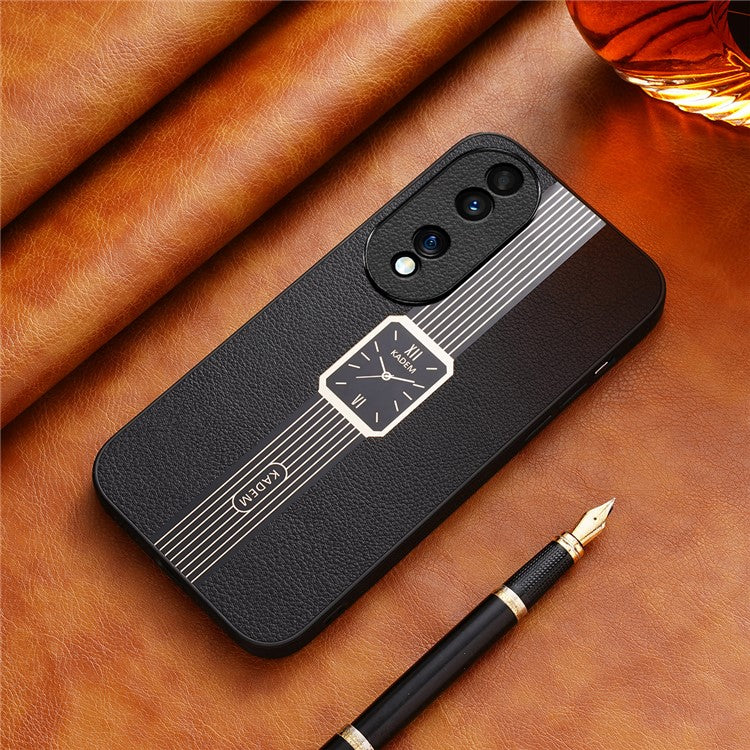 KADEM For Honor 70 Pro 5G / 70 Pro+ 5G Case Leather+TPU+Acrylic Watch Pattern Back Cover - Black