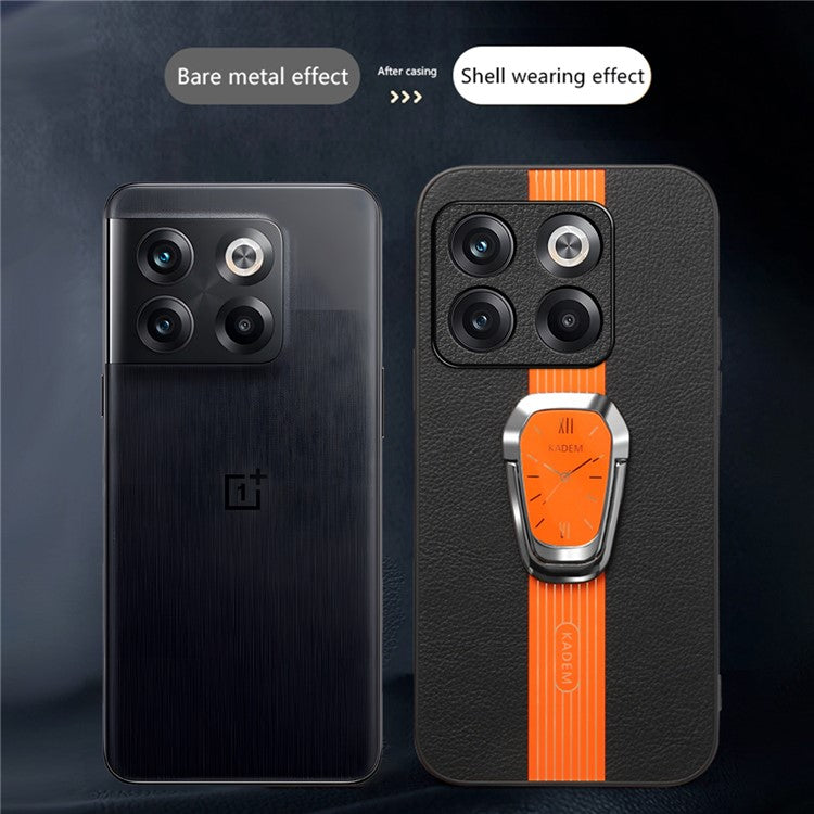 KADEM For OnePlus Ace Pro 5G / 10T 5G Cover TPU+Acrylic Protector Shell with PU Leather Coating - Orange