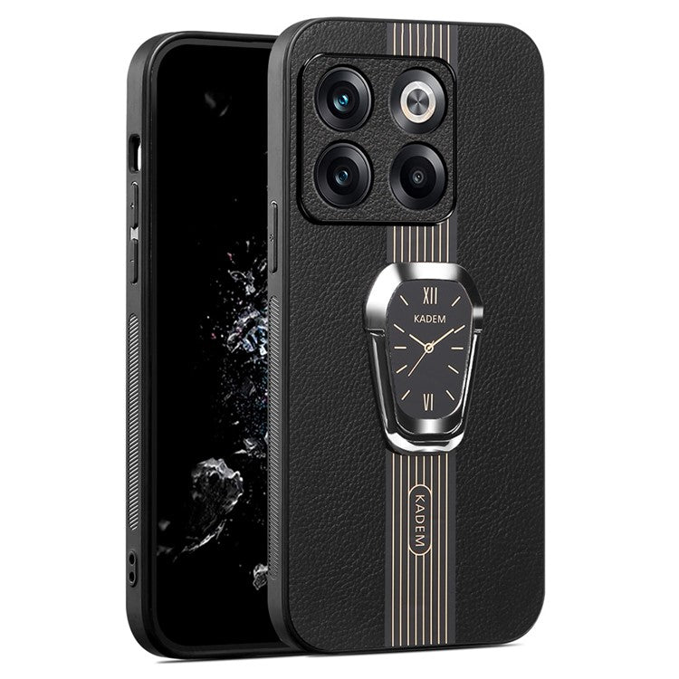 KADEM For OnePlus Ace Pro 5G / 10T 5G Cover TPU+Acrylic Protector Shell with PU Leather Coating - Black