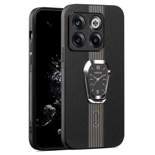 KADEM For OnePlus Ace Pro 5G / 10T 5G Cover TPU+Acrylic Protector Shell with PU Leather Coating - Black