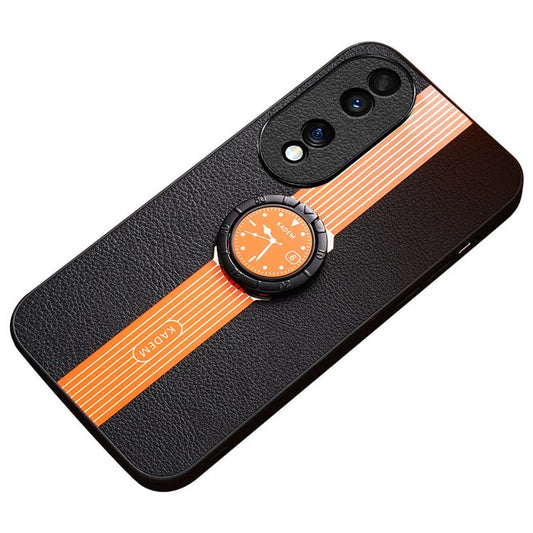 KADEM For Honor 70 Pro 5G / 70 Pro+ 5G Case Ring Kickstand Leather Coating Anti-fall Phone Cover - Orange