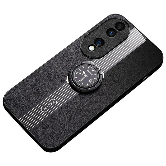 KADEM For Honor 70 Pro 5G / 70 Pro+ 5G Case Ring Kickstand Leather Coating Anti-fall Phone Cover - Black