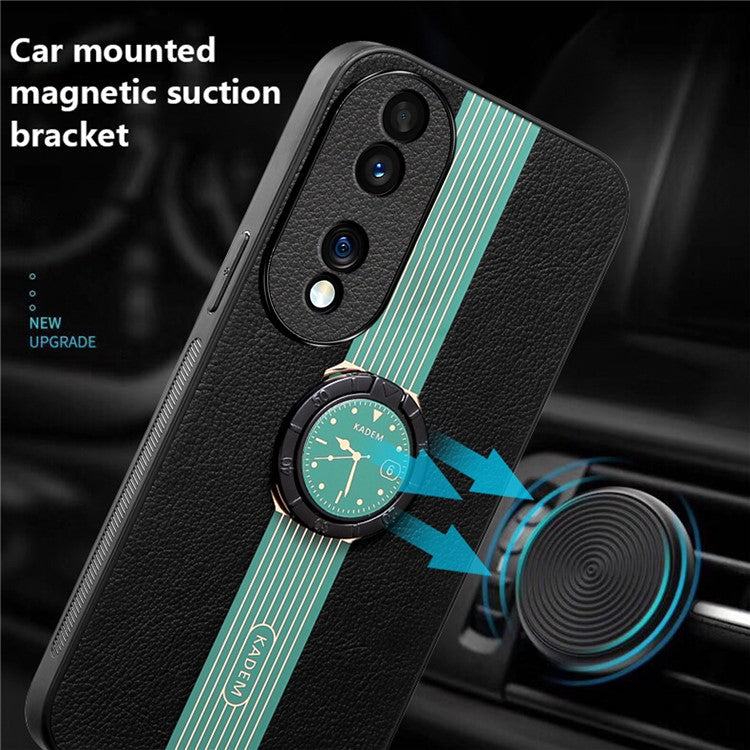 KADEM For Honor 70 Pro 5G / 70 Pro+ 5G Case Ring Kickstand Leather Coating Anti-fall Phone Cover - Green