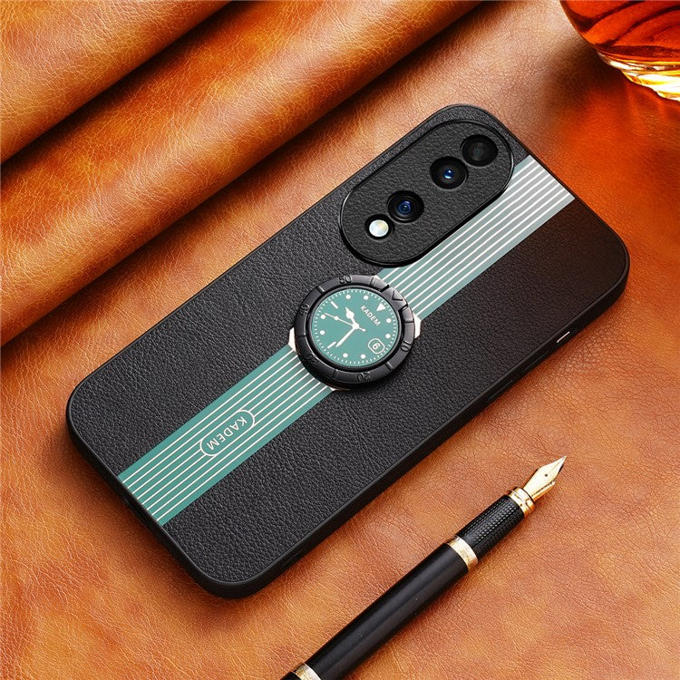 KADEM For Honor 70 Pro 5G / 70 Pro+ 5G Case Ring Kickstand Leather Coating Anti-fall Phone Cover - Green
