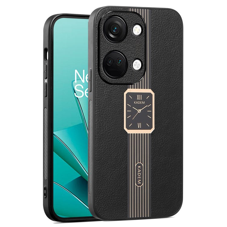 KADEM For OnePlus Ace 2V / Nord 3 5G Case Electroplating Leather Coated Cellphone Cover - Black