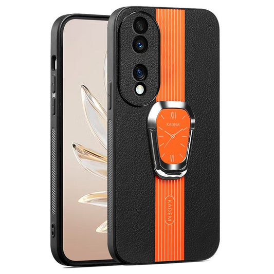 KADEM For Honor 70 Pro 5G / 70 Pro+ 5G Cover TPU+Acrylic Kickstand Shell with PU Leather Coating - Orange