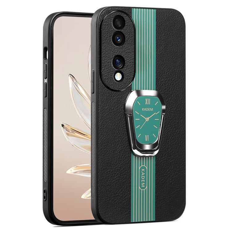 KADEM For Honor 70 Pro 5G / 70 Pro+ 5G Cover TPU+Acrylic Kickstand Shell with PU Leather Coating - Green