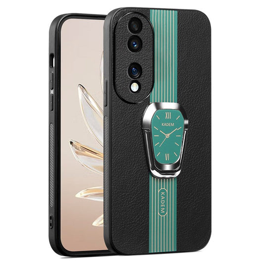 KADEM For Honor 70 Pro 5G / 70 Pro+ 5G Cover TPU+Acrylic Kickstand Shell with PU Leather Coating - Green