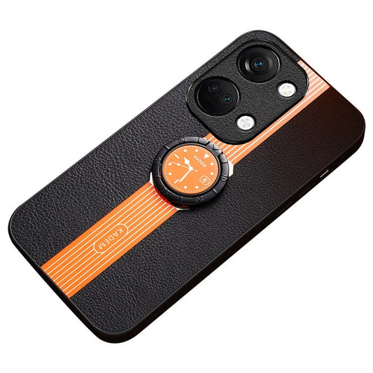 KADEM For OnePlus Ace 2V / Nord 3 5G Case Ring Kickstand PU Leather Coated Phone Protective Cover - Orange