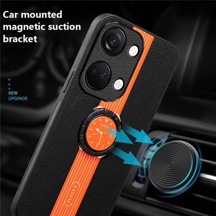 KADEM For OnePlus Ace 2V / Nord 3 5G Case Ring Kickstand PU Leather Coated Phone Protective Cover - Orange