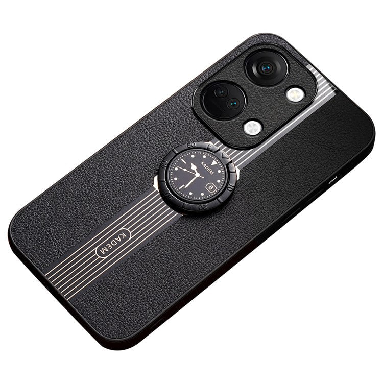 KADEM For OnePlus Ace 2V / Nord 3 5G Case Ring Kickstand PU Leather Coated Phone Protective Cover - Black