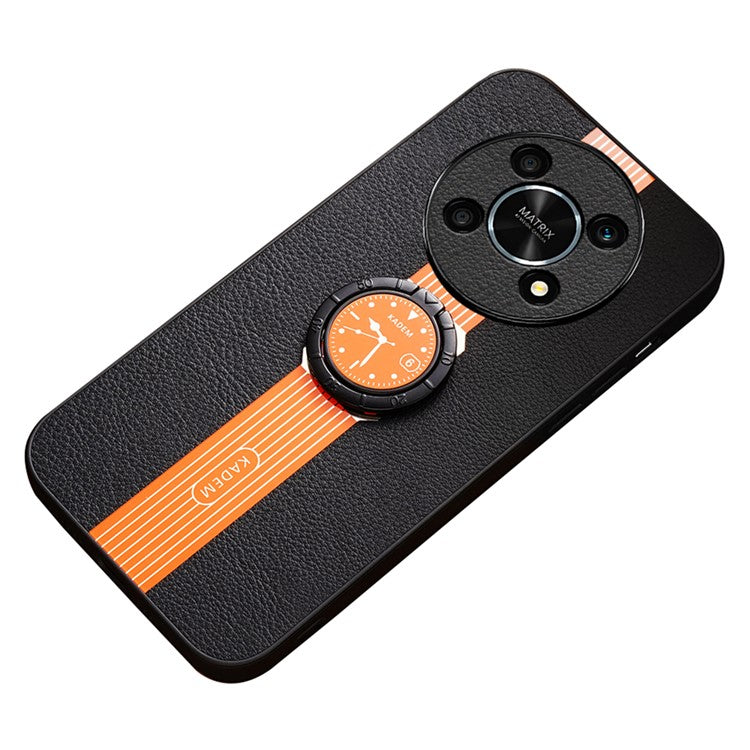 KADEM For Honor X30 5G / X9 5G / X40 GT 5G / Magic4 Lite 5G / 4G Case Ring Kickstand PU+TPU+Acrylic Electroplating Cover - Orange