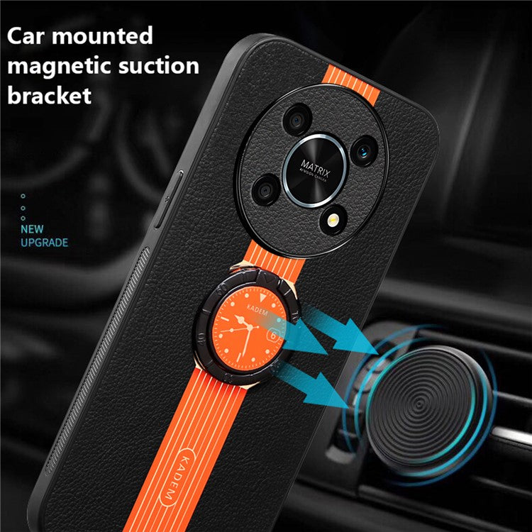 KADEM For Honor X30 5G / X9 5G / X40 GT 5G / Magic4 Lite 5G / 4G Case Ring Kickstand PU+TPU+Acrylic Electroplating Cover - Orange