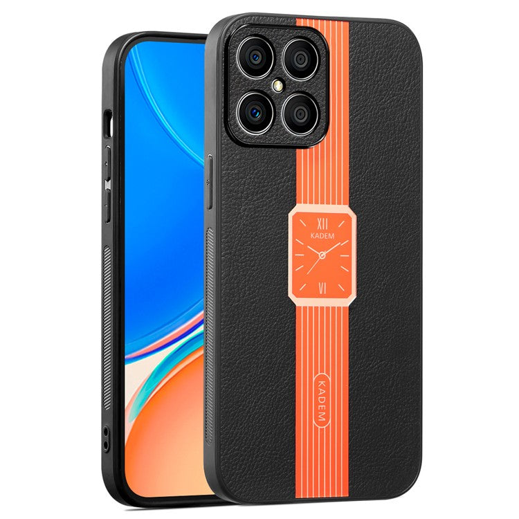 KADEM For Honor X8 4G / X30i Case Camera Protection Watch Pattern PU+Acrylic+TPU Phone Cover - Orange
