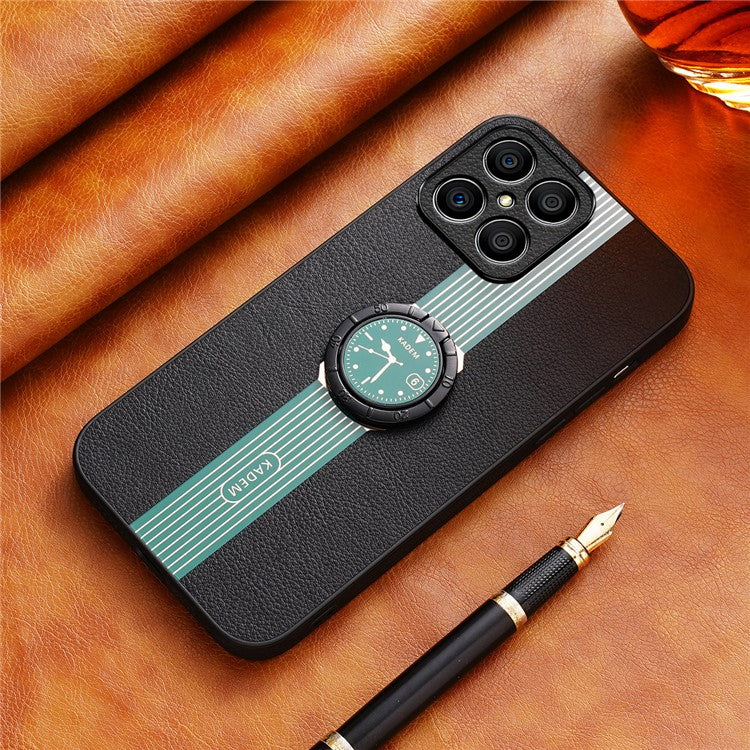 KADEM For Honor X8 4G / X30i Cover Ring Kickstand PU+Acrylic+TPU Hybrid Cell Phone Case - Green