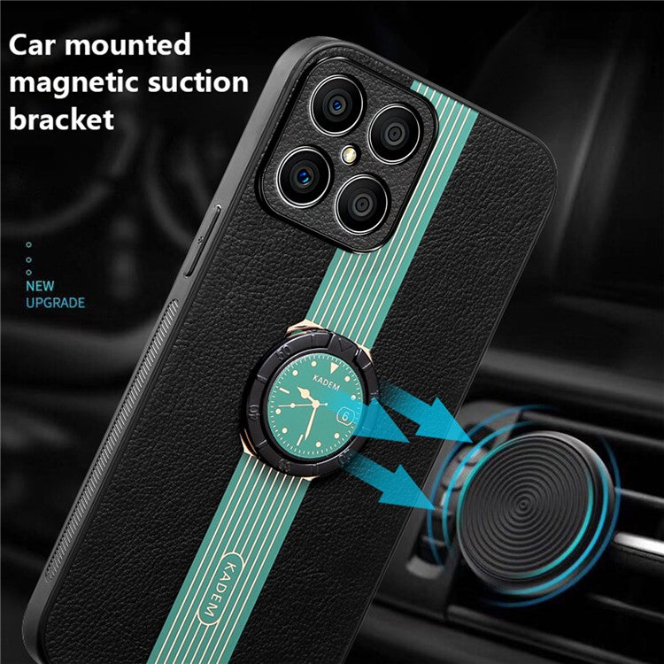 KADEM For Honor X8 4G / X30i Cover Ring Kickstand PU+Acrylic+TPU Hybrid Cell Phone Case - Green