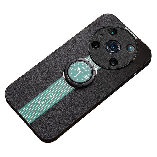 KADEM For Honor Magic4 Pro 5G Cell Phone Cases Leather+Acrylic+TPU Ring Kickstand Cover - Green