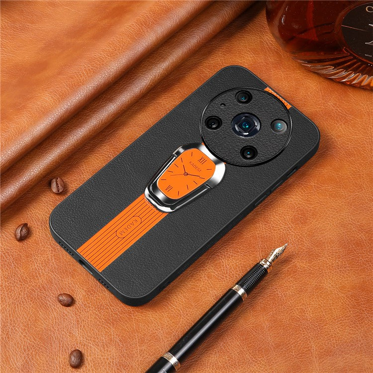 KADEM For Honor Magic4 Pro 5G Cell Phone Cases Leather+TPU+Acrylic Folding Kickstand Cover - Orange