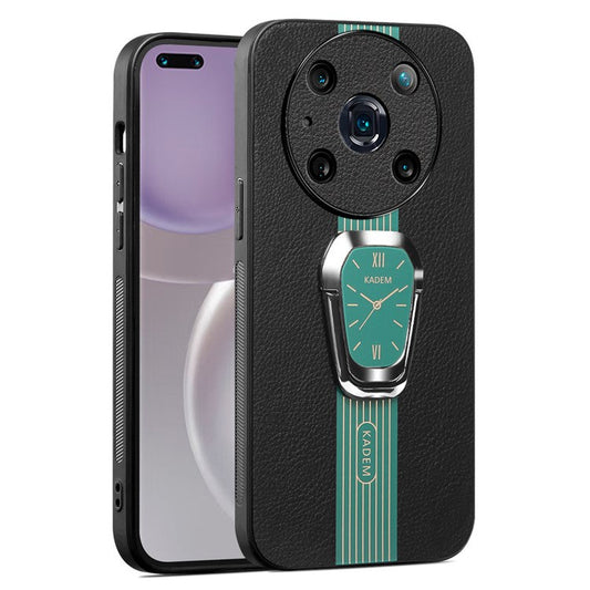 KADEM For Honor Magic4 Pro 5G Cell Phone Cases Leather+TPU+Acrylic Folding Kickstand Cover - Green