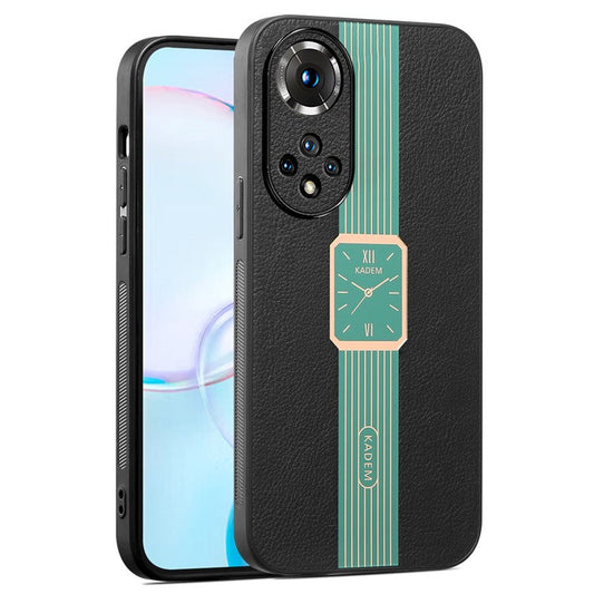 KADEM For Honor 50 / Huawei nova 9 Case Electroplated Leather+Acrylic+TPU Phone Back Cover - Green